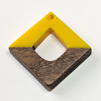 Yellow Diamond Resin Geometric Dark Wood Pendant