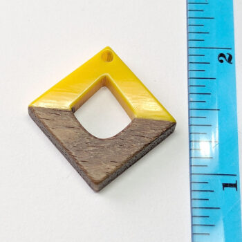 Yellow Diamond Resin Geometric Dark Wood Pendant - Image 2