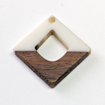 White Diamond Resin Geometric Wood Pendant