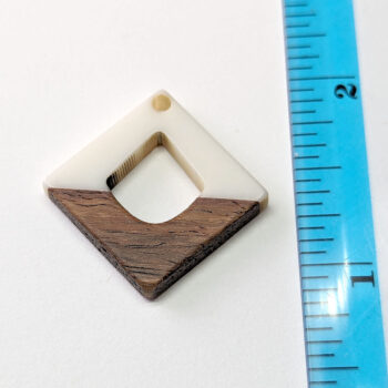 White Diamond Resin Geometric Wood Pendant - Image 2