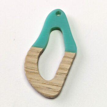 Mint Green Irregular Oval Geometric Wood Resin Pendant