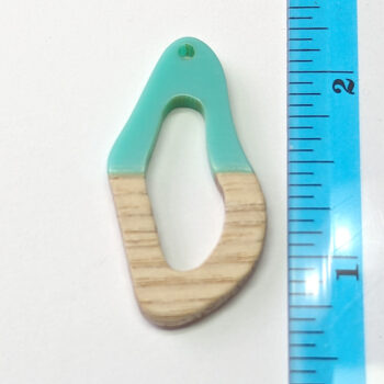 Mint Green Irregular Oval Geometric Wood Resin Pendant - Image 2