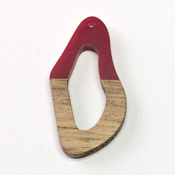 Red Irregular Oval Geometric Wood Resin Pendant