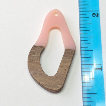 Pink Irregular Oval Geometric Dark Wood Resin Pendant - Image 2