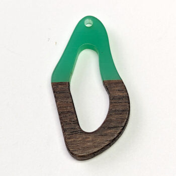 Green Irregular Oval Geometric Dark Wood Resin Pendant