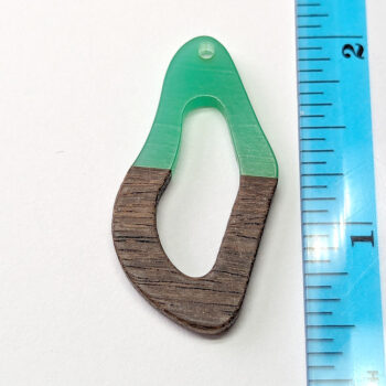 Green Irregular Oval Geometric Dark Wood Resin Pendant - Image 2