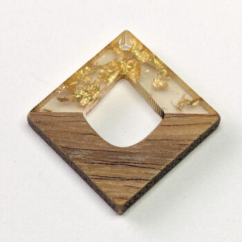 Clear Gold-leaf Diamond Resin Geometric Wood Pendant