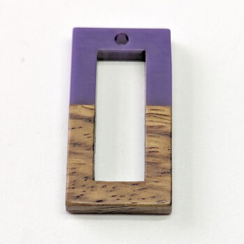 Purple Hollow Rectangle Resin Geometric Wood Pendant