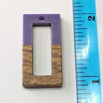 Purple Hollow Rectangle Resin Geometric Wood Pendant - Image 2