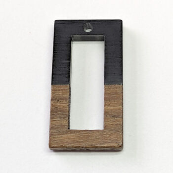 Black Hollow Rectangle Resin Geometric Wood Pendant