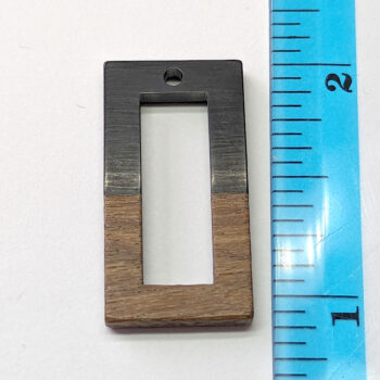 Black Hollow Rectangle Resin Geometric Wood Pendant - Image 2