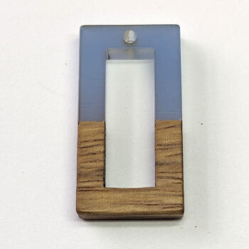 Steel Blue Hollow Rectangle Resin Geometric Wood Pendant