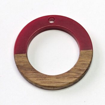 Red Hollow Circle Round Hoop Resin Geometric Wood Pendant