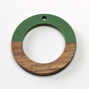 Green Hollow Circle Round Hoop Resin Geometric Wood Pendant