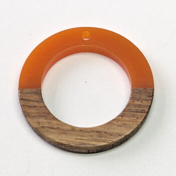 Orange Hollow Circle Round Hoop Resin Geometric Wood Pendant