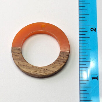 Orange Hollow Circle Round Hoop Resin Geometric Wood Pendant - Image 2