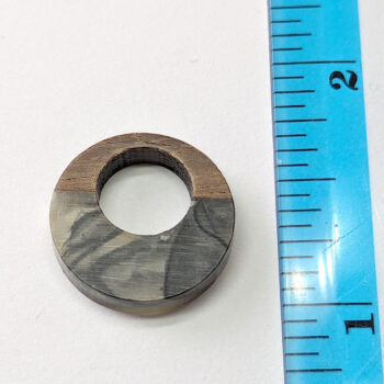 Marble Grey Circle Round Resin Geometric Wood Pendant - Image 2