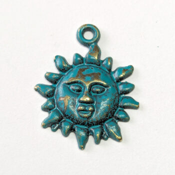 Sun Pendant / Charm Antique Bronze Patina