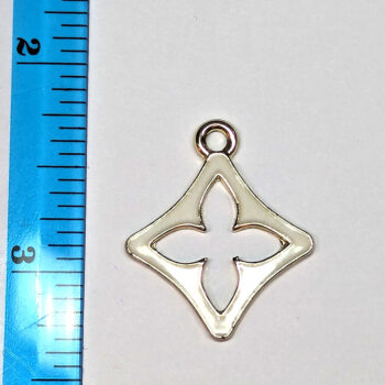 White Hollow Diamond Enamel Charm Gold - Image 2