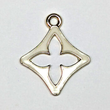 White Hollow Diamond Enamel Charm Gold