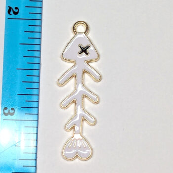 White Fish Bone Enamel Charm Gold - Image 2