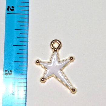 White Irregular Star Enamel Charm Gold - Image 2