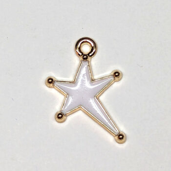 White Irregular Star Enamel Charm Gold