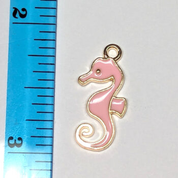 Pink Seahorse Enamel Charm Gold - Image 2