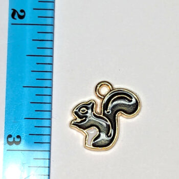 Black White Squirrel Enamel Charm Gold - Image 5