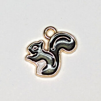 Black White Squirrel Enamel Charm Gold - Image 3