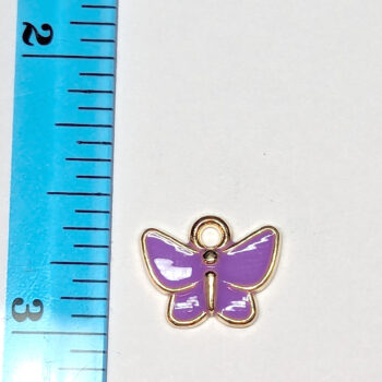 Solid Purple Butterfly Enamel Charm Gold - Image 7