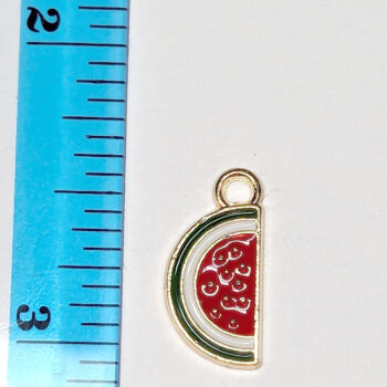 Watermelon Half Red Enamel Charm Gold - Image 7