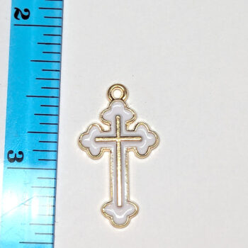 Decorative White Cross Enamel Charm Gold - Image 5