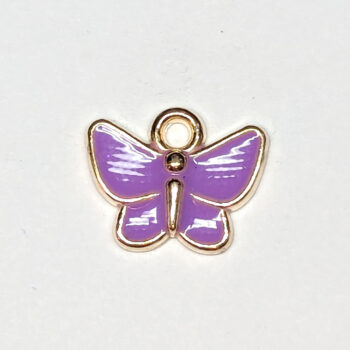 Solid Purple Butterfly Enamel Charm Gold - Image 2