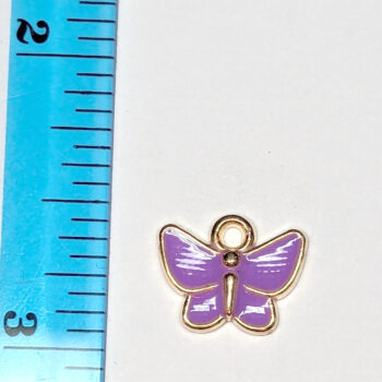 Solid Purple Butterfly Enamel Charm Gold - Image 5