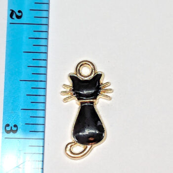 Black Cat Enamel Charm Gold - Image 2