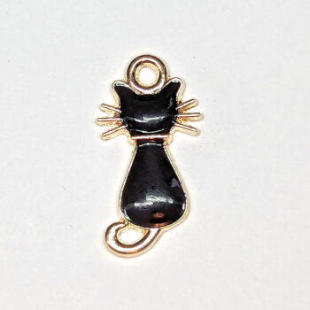 Black Cat Enamel Charm Gold