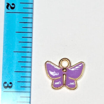 Solid Purple Butterfly Enamel Charm Gold - Image 3