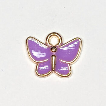 Solid Purple Butterfly Enamel Charm Gold