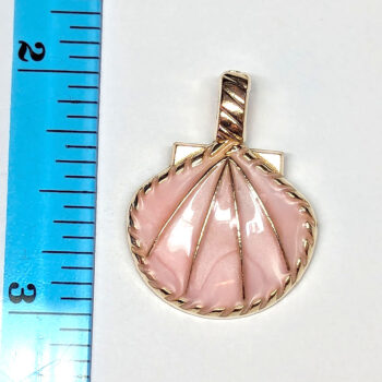 Decorative Pink Scallop Shell Enamel Charm Gold - Image 2