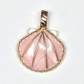 Decorative Pink Scallop Shell Enamel Charm Gold