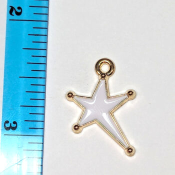 White Irregular Star Enamel Charm Gold - Image 5