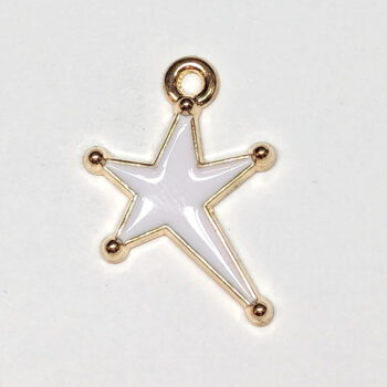 White Irregular Star Enamel Charm Gold - Image 4