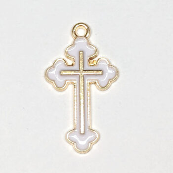 Decorative White Cross Enamel Charm Gold - Image 4