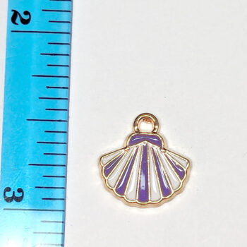 Purple White Scallop Shell Enamel Charm Gold - Image 5