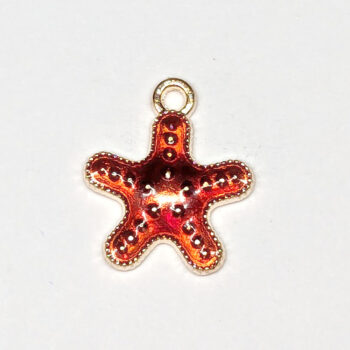 Shiny Red Starfish Enamel Charm Gold