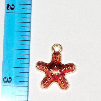 Shiny Red Starfish Enamel Charm Gold - Image 2