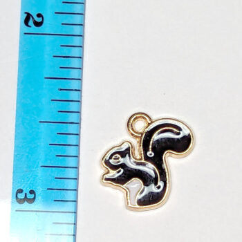 Black White Squirrel Enamel Charm Gold - Image 2