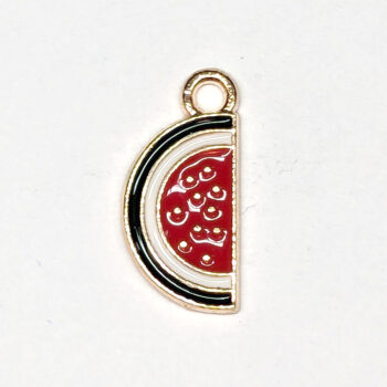 Watermelon Half Red Enamel Charm Gold