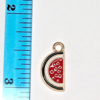 Watermelon Half Red Enamel Charm Gold - Image 5